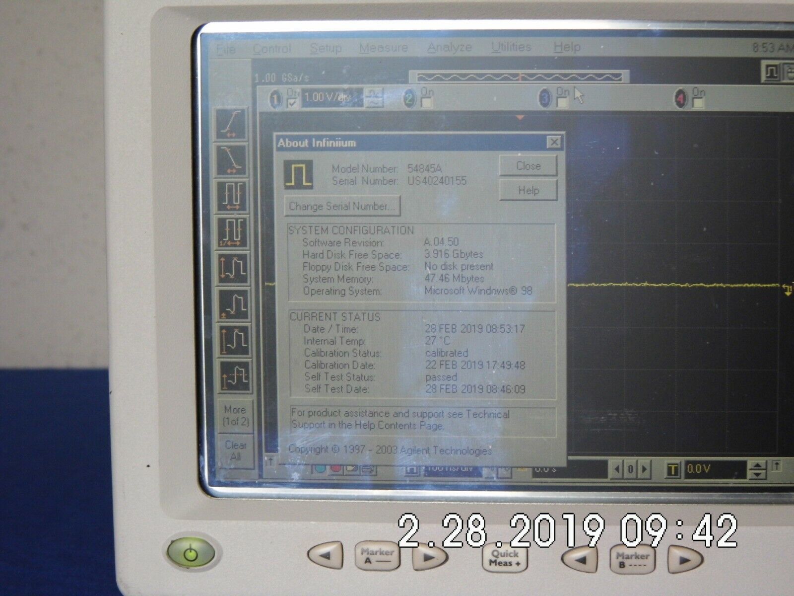 Agilent HP 54845A 1.5Ghz 8Gs/s Oscilloscope Agilent HP 54845A 1.5Ghz 8Gs/s Oscilloscope
